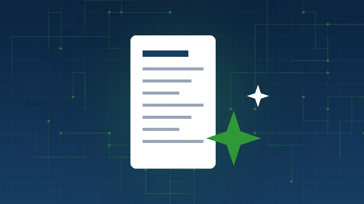 Policy document with an AI sparkle, illustrating an AI acceptable use policy