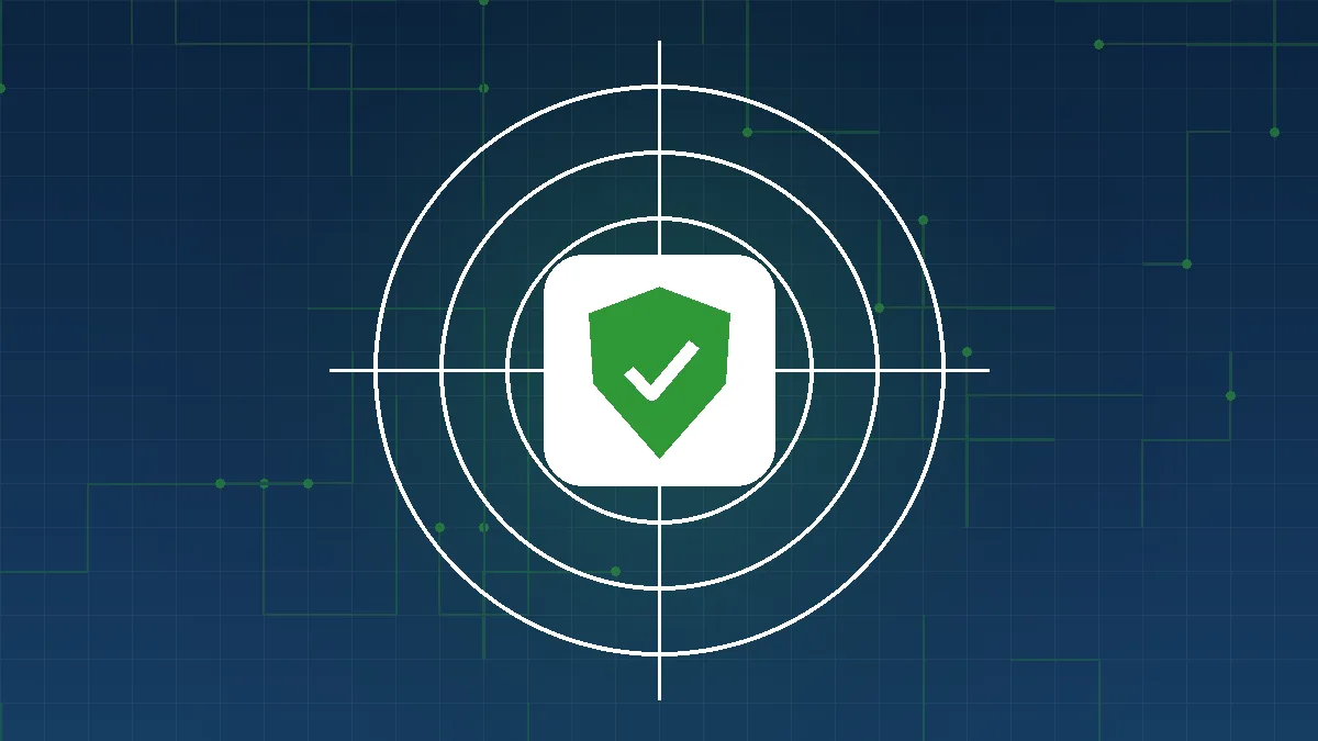 Green security shield centered in a target, illustrating penetration testing