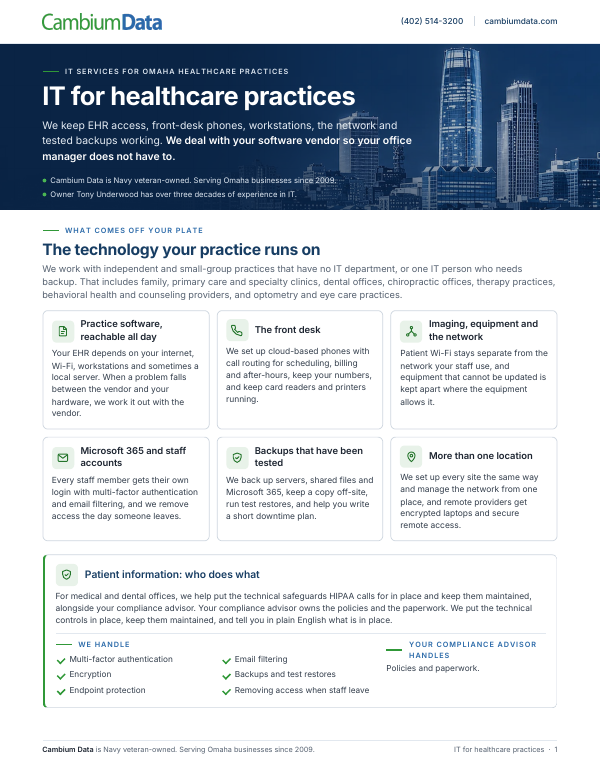 Cover page of the IT for Healthcare Practices PDF