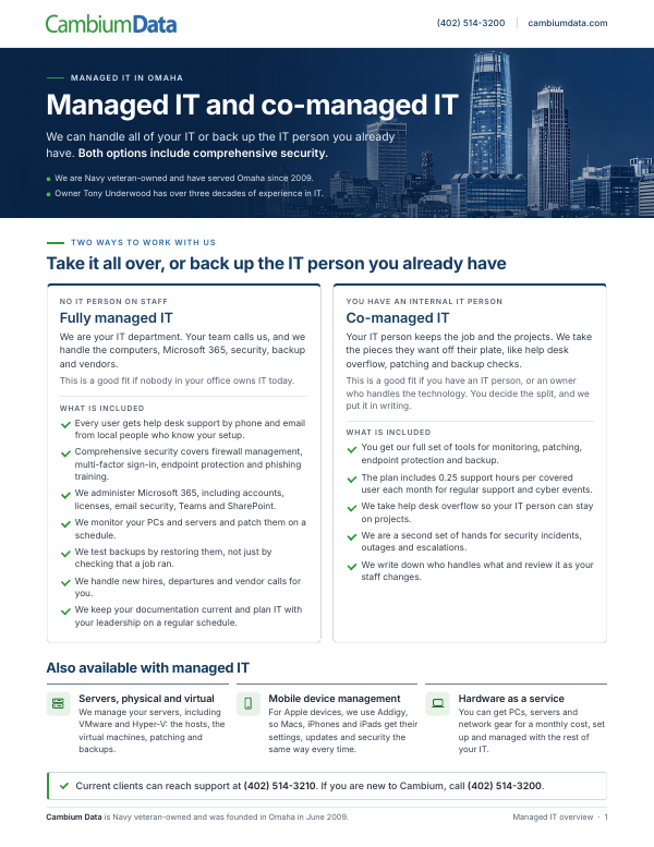 Cover page of the Managed IT Overview PDF