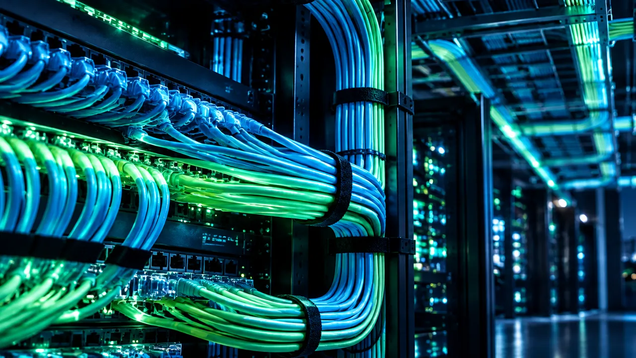 Organized network cabling in a server rack